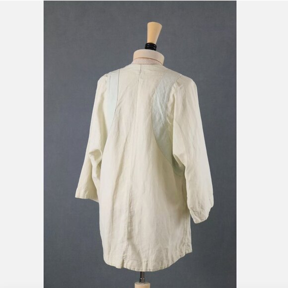 Prairie Underground S Ivory Open Quilted Cotton Hemp Lagenlook Cardigan Smock - Picture 2 of 5